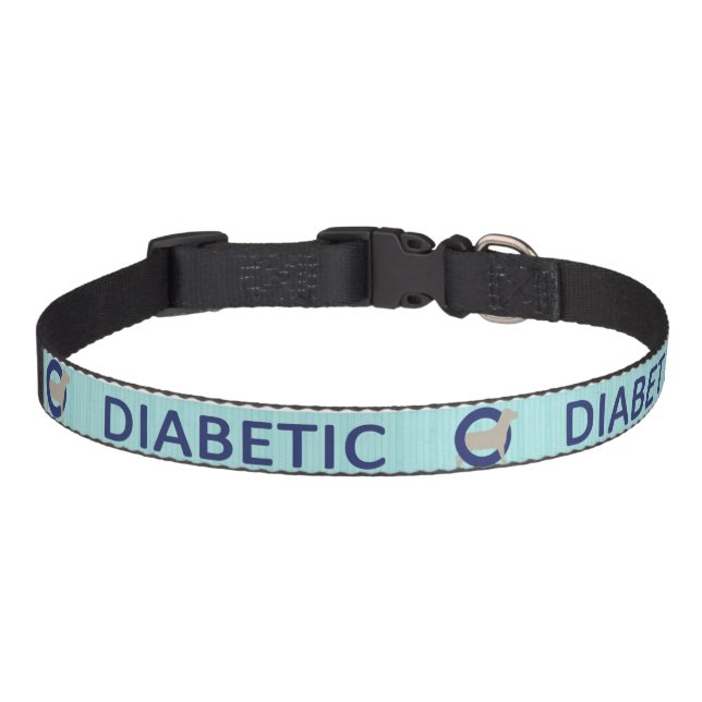 Light Blue Diabetic dog alert Pet Collar (Front)