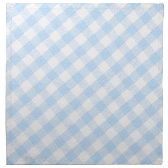 Light blue diagonal gingham pattern cloth napkin