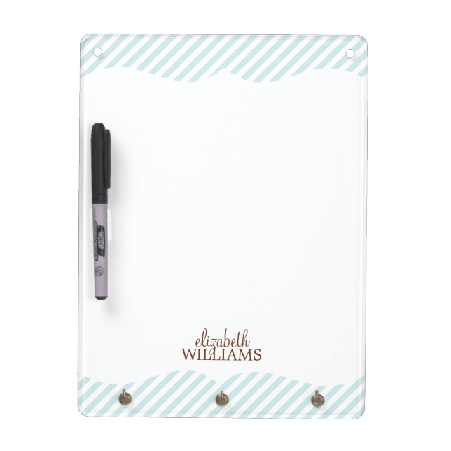 Light Blue Diagonal Stripes Pattern Dry Erase Board (Front)