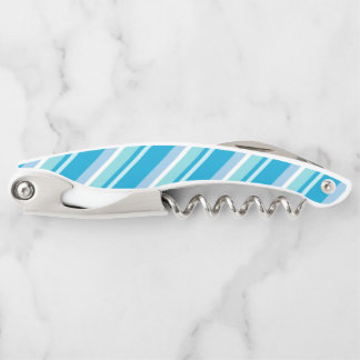 Light Blue Diagonal Stripes Waiter's Corkscrew