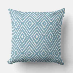 Light Blue Diamond Chevron Geometric Throw Pillow