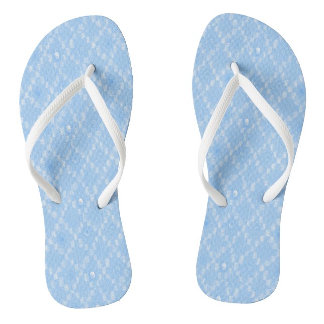 Light Blue Diamond Pattern Print Flip Flops (Footbed)