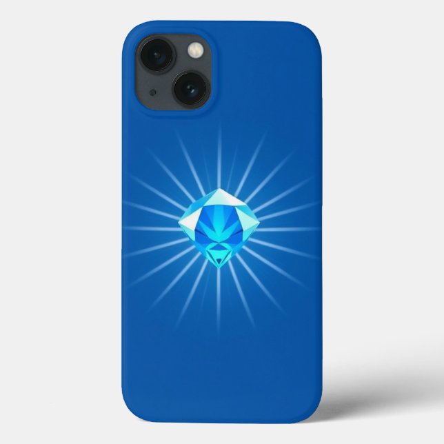 Light Blue Diamond with Shining Rays Mobile  Case-Mate iPhone Case (Back)