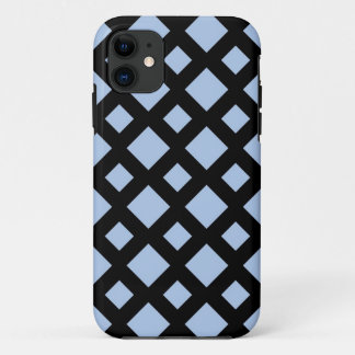 Light Blue Diamonds on Black iPhone 11 Case