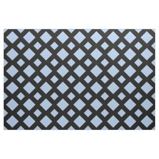 Light Blue Diamonds on Black Geometric Fabric