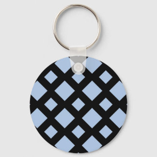 Light Blue Diamonds on Black Keychain