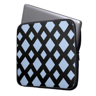Light Blue Diamonds on Black Laptop Sleeve