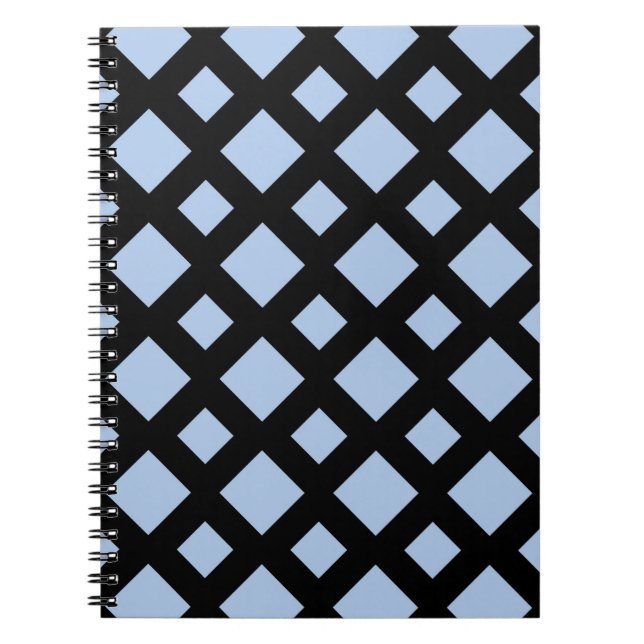 Light Blue Diamonds on Black Notebook (Front)