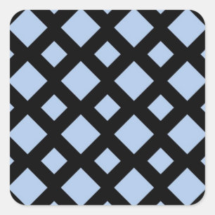 Light Blue Diamonds on Black Square Sticker