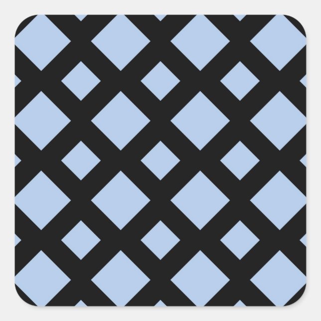 Light Blue Diamonds on Black Square Sticker (Front)