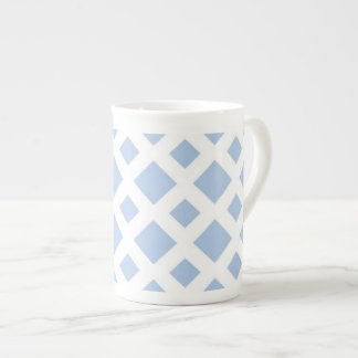 Light Blue Diamonds on White Bone China Mug