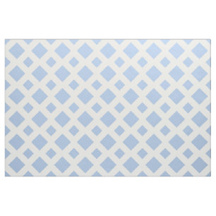 Light Blue Diamonds on White Geometric Fabric