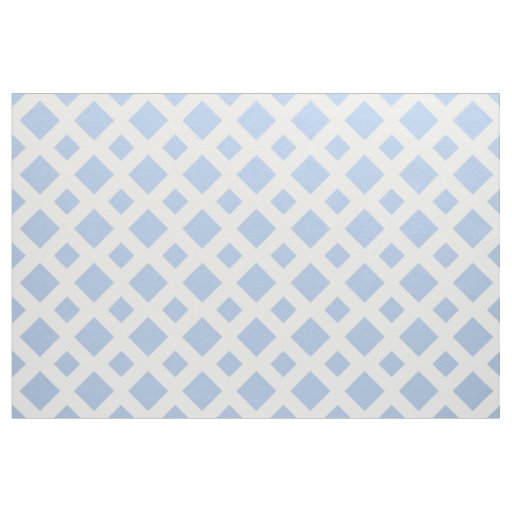 Light Blue Diamonds on White Geometric Fabric
