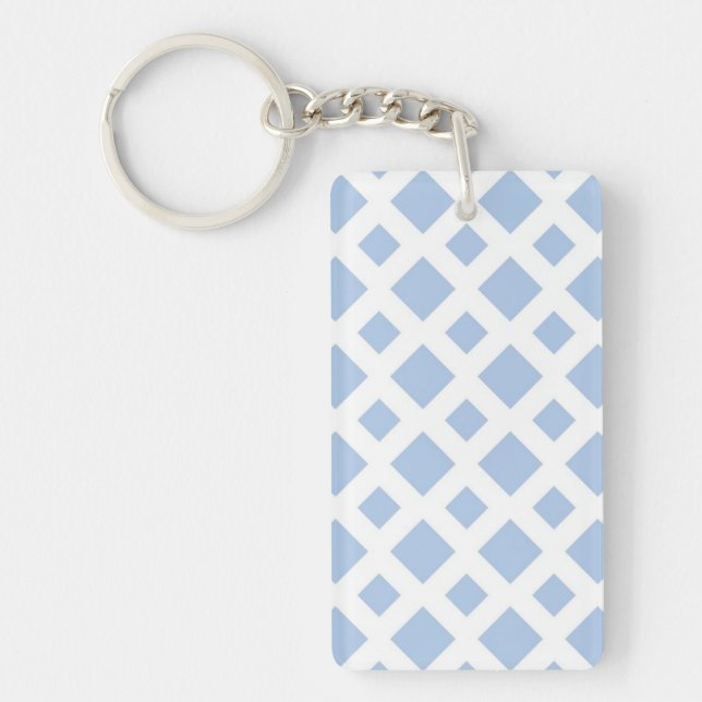 Light Blue Diamonds on White Keychain (Front)