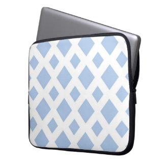 Light Blue Diamonds on White Laptop Sleeve