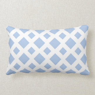 Light Blue Diamonds on White Lumbar Pillow