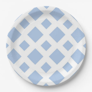 Light Blue Diamonds on White Paper Plates