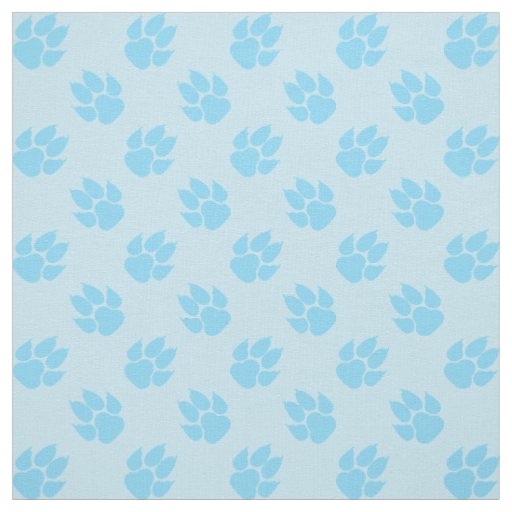 Light Blue Dog Paw Prints Pattern Fabric