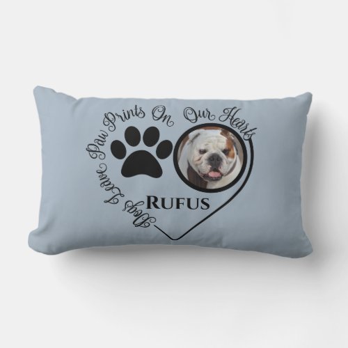Light blue  dog photo template and text space  lumbar pillow