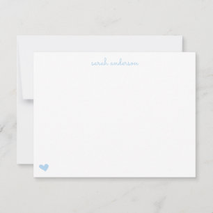 Light Blue Doodle Heart Personalized Stationery Note Card