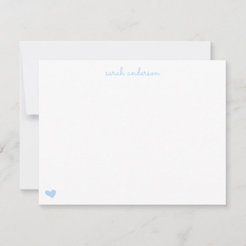 Light Blue Doodle Heart Personalized Stationery Note Card