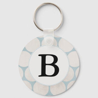 Light Blue Dots Monogram Keychain