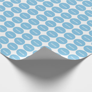 Light Blue Dots Pattern On White With Name Wrapping Paper