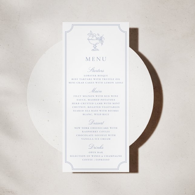 Light Blue Double Frame Wedding Menu Invitation (Creator Uploaded)
