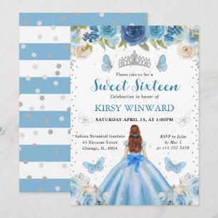 Light Blue Dress Red Haired Princess Sweet 16 Invitation