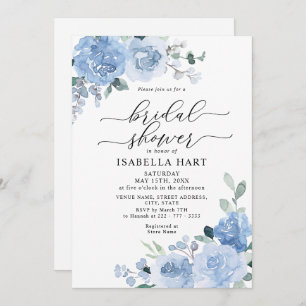 Light Blue Dusty Botanical Floral Bridal Shower Invitation