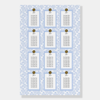 Light Blue Elegant Floral Toile Seating Chart Foam Board