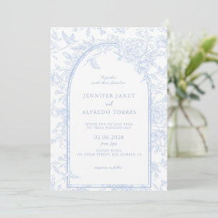 Light Blue Elegant Floral Wedding Invitation