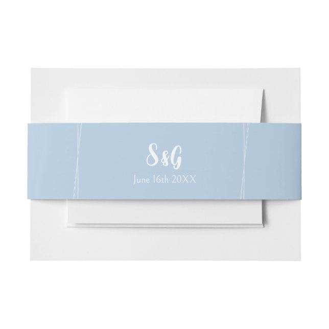 Light Blue Elegant Pretty Wedding Invitation Belly Band (Front Example)