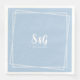 Light Blue Elegant Script Custom Initials Wedding Paper Dinner Napkins