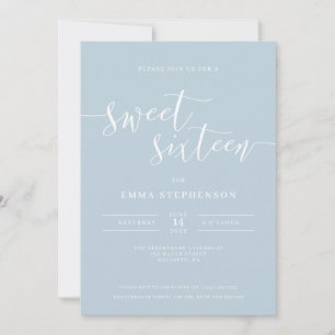 Light Blue Elegant Sweet Sixteen Invitation