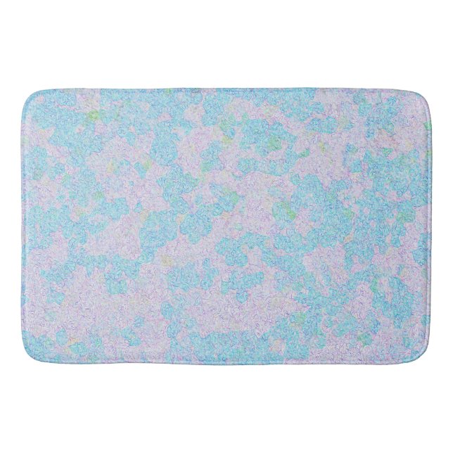 Light blue elegant tiny lines design bath mat (Front)
