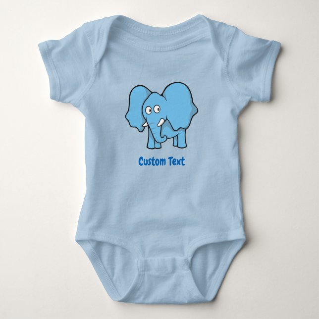 Light Blue Elephant Baby Bodysuit (Front)