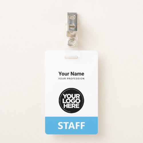 Light Blue Employee Name Business Logo Staff Tag Badge