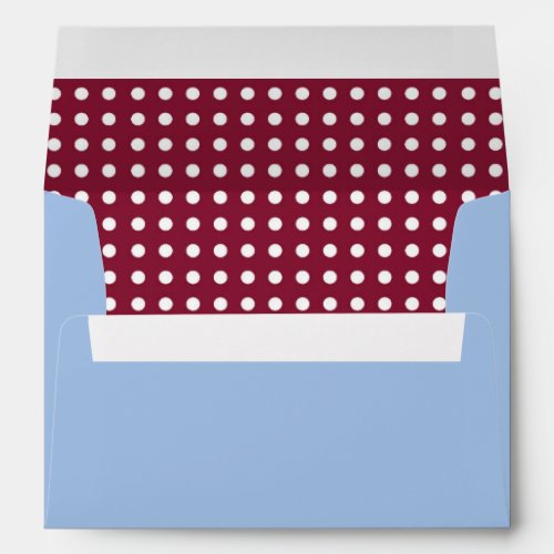 Light Blue Envelope with Maroon Polka Dot Lining