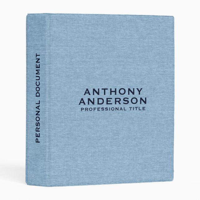 Light Blue Fabric Texture  Mini Binder (Front/Spine)