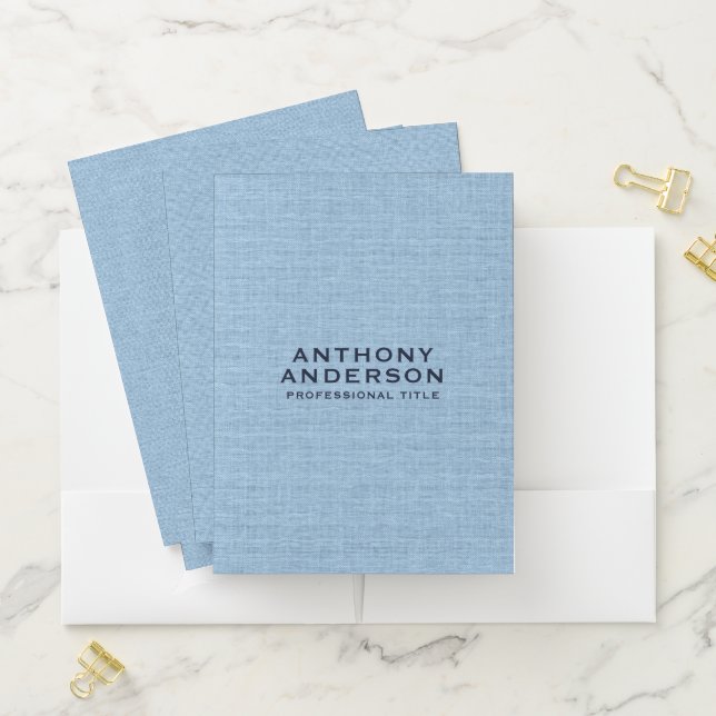 Light Blue Fabric Texture Pocket Folder (In Situ)