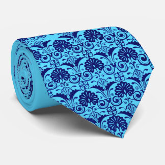 light blue fans and fronds print neck tie