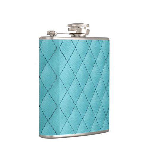 light blue faux leather graphic hipster hip flask