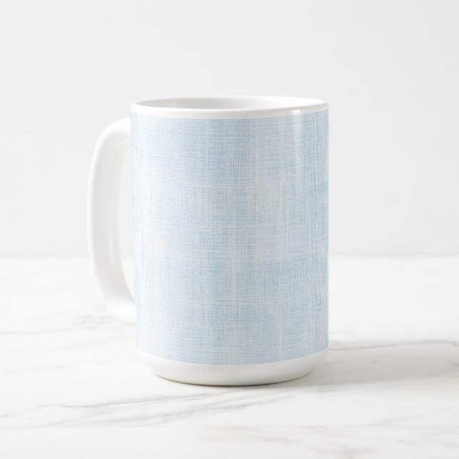 Light Blue Faux Linen Bridal Shower Coffee Mug (Front Left)