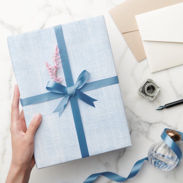 Light Blue Faux Linen Bridal Shower Wrapping Paper (Gifting)