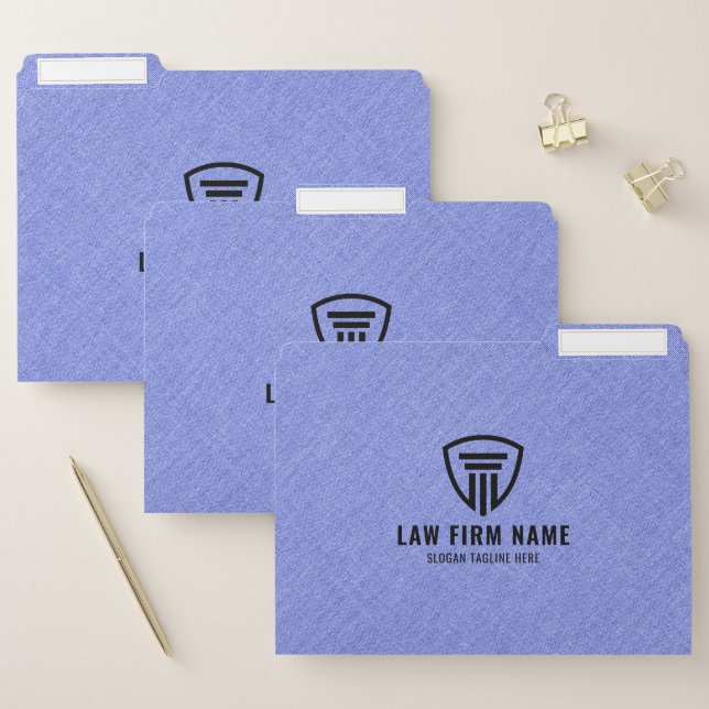 Light-blue faux linen law logo design file folder (Set)