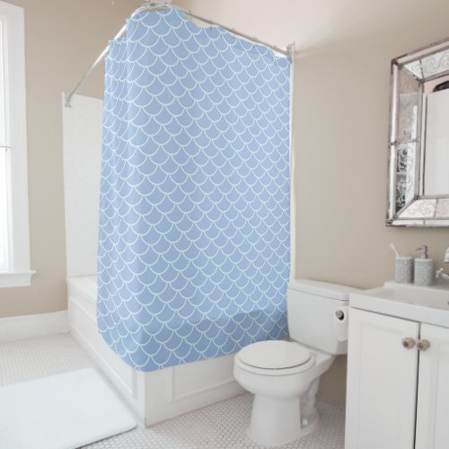 Light Blue Fish Scale Pattern Shower Curtain