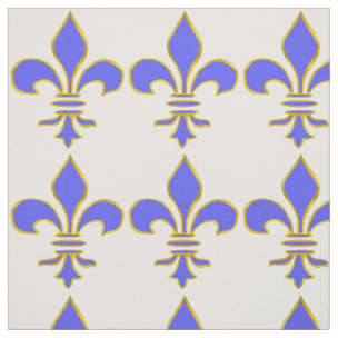 Large Dark Blue and Gold Fleur de lis Pattern Fabric | Zazzle