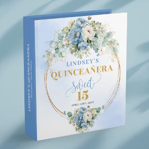 Light Blue Floral 15th Birthday Ring Binder