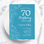 Light Blue Floral 70th Birthday Party Invitation<br><div class="desc">Light Blue Floral 70th Birthday Party Invitation. Minimalist modern design featuring botanical outline drawings accents and typography script font. Simple trendy invite card perfect for a stylish female bday celebration. Can be customized to any age. Printed Zazzle invitations or instant download digital printable template.</div>